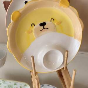 Cute cartoon dumpling plate with vinegar dish dinner plate breakfast plate compartment plate