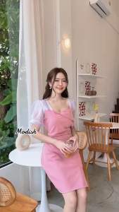 เดรสเเต่งผ้าเเก้ว ป้ายModish