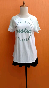 atasan kaos wanita putih JUSTICE cewek M L lengan pendek blouse santai cute