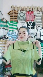 Áo thun gân tăm len croptop dáng ngắn trụ viền cổ cổ sơ mi thun kiểu croptop  nhiều mau chất thun gân