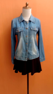 atasan kemeja wanita jaket biru denim jeans ARSENE cewen M lengan panjang