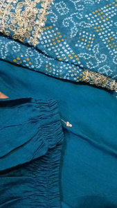 JM Couture Premium Handwork Vatican Silk Kurti Set - Turquoise Blue