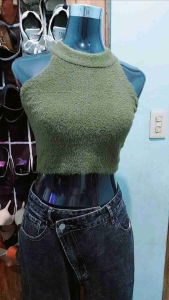 High Quality Korean Plain High Neck Sleeveless Crop Top for Women: Casual Street Style Tank Top Comfort Dress Halterneck Summer Fresh Vest Design Sense Niche Wear Outside Outerwear Lady Fitted Minimalist Comfort Solid Color Womenswear Blouses New Style