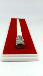 once sedotan tulang kerbau putih variasi alpaka ukir 12cm