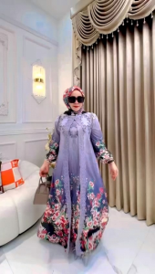 Set Hijab Motif Bunga Winda - Bahan Crepe Plisket Printing Premium