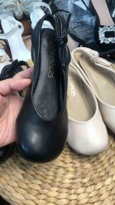 Giày búp bê hở gót buộc nơ điệu đà tiểu thư