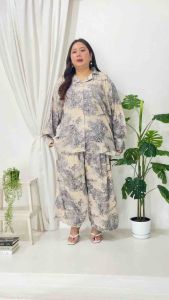 SETELAN RAYON JUMBO LENGAN PANJANG CELANA PANJANG LD 140Cm/ONE SET PIYAMA JUMBO KEKINIAN