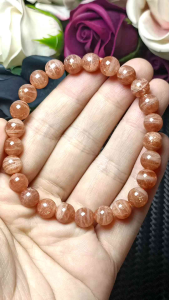 High Grade Natural Golden Sunstone Strawberry Quartz Bracelet 8mm+ 精品超闪天然金太阳金草莓手串 8mm+