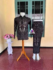 Kemeja Rok Batik Plisket Bawahan Kebaya Wisuda Tunangan Kerja Formal pesta Batik Jangkar
