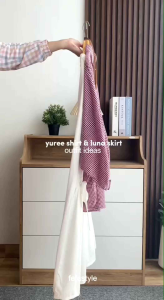 YUREE SHIRT By FEFASTYLE - Atasan wanita - kemeja kerut tartan bahan premium