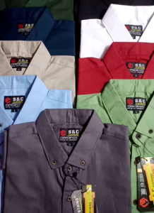 Kemeja polos pria lengan pendek bahan katun sigaret terbaru basic burgundy