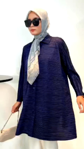 Tunik Wanita Jumbo Terbaru Plisket Alina Polos Mewah