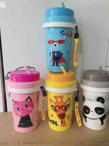 Bình giữ nhiệt/bình nước nắp vặn hình Chú Mèo hồng 500ml