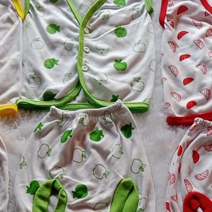 3 Set Baju Kutung+CLN Pop(6pcs) Motif Bul Buahan Baju Bayi Newbron