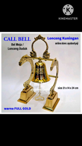 CALL BELL Lonceng Duduk Lonceng Kuningan D10cm antik / Bel Meja Lonceng Panggil Bel Hotel Dekorasi Bel meja Souvenir BRASS BELL gawang naga ukir