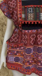 เสื้อเกาหลีพื้นเมือง เสื้อกระโปรงสั้นแบบเกาหลีลายพื้นเมืองเหนือ มีกระเป๋าข้าง