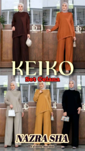 RAFIKA KEIKO ONESET Baju Setelan Celana Wanita Muslimah Keiko Set By Rafika Nazra Sha
