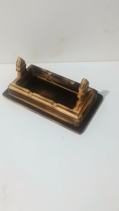 Asbak Kayu Miniatur Kuburan Lucu Unik Ashtray Wooden Jati Belanda Serat Natural Motif Bakar