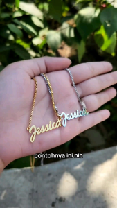 kalung nama titanium anti karat anak dewasa kalungnama aksesoris wanita necklace titanium aksesoris fashion