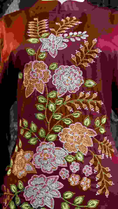 SETELAN BAJU KURUNG BORDIR SONGKET BUNGA PENITI