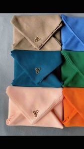 Hijab Segiempat Polos Logo ARC Scraf + Pouch Bahan Paris Premium Lasercut Nyaman dan Mudah Dibentuk