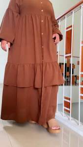 Gamis Muslimah Dikke Jumbo Maxy Dress Motif Polos Bahan Crincle Allsize LD120
