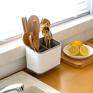 OHHDEER 3 Compartment Chopsticks Cage Spoon Fork Storage Holder Cutlery Drain Rack Organizer Detachable Kitchen Utensils