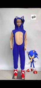 【Ready Stock🇲🇾】Kid Boys Hedgehog Sonic Fancy Dress Up Cosplay Jumpsuit Costume 3-12Y - 259