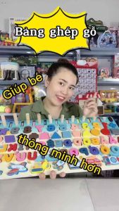 Đồ Chơi Câu Cá Gỗ Logic 6 Dòng Thông Minh Cho Bé - Phiên bản Tiếng Việt cỡ lớn. Ghép Chữ Ghép Số Ghép Hình Xếp Khối