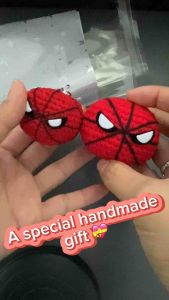 Handmade crochet cotton Spider-Man keychain