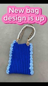 Handmade soft cotton electric blue mini phone bag