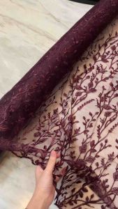 Bahan Kain Brokat Tile Bordir Alana New Series Warna Burgundy Emerald Denim Blue Moccamilo Putih bersih Harga 05meter