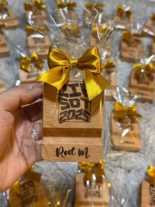 Personalized Laser Engraved Wooden Phone Stand Gift Ideas Giveaway Souvenir Birthday Wedding Christening Baptism