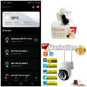 Kamera Keamanan Outdoor Manhattan PTZ Wi-Fi 4MP Megapixel dengan IP66 Dual Band 5G Tuya Smart dan Full Color Night Vision