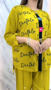 ONE SET SETELAN RAYON SABLON LENGAN 7/8 MOTIF DFL POLOS