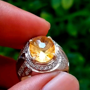 Cincin Batu Permata Natural Citrine Quartz Original