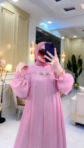 REALPICT COD PREMIUM DRESS HUMAIRAH BAHAN FULL SHIMMER T APLIKASI PAYET DIAMOND SWAROSKY