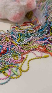 50pcs Rantai Biji Lada Ballchain Warna Warni Rantai Gantungan Kunci Kuku Hangtag Bola Kecil