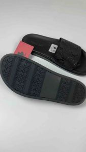 Dép Quai Ngang Nam In Logo - Da Bò Cao Cấp - Đế 2Cm Cao Su Thời Trang Sang Trọng. Tengday Vietnam Màu Đen/Black