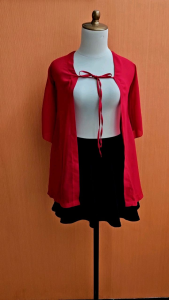 atasan cardigan anak perempuan merah 6 7 8 thn outer ikat dada