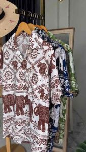 เสื้อฮาวายสไตล์มารุ ลายช้าง 🐘 ผ้าไหมอิตาลี ใส่ได้ ชายหญิง 😻