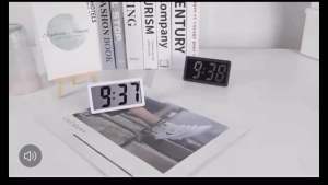 CYCF Muji Style Minimalist Ultra Slim & Light Big HD LCD Display Indoor Clock Date & Time Display (Battery Included)