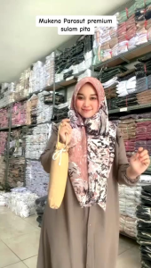Mukena Terusan Dewasa Traveling Parasut Premium Sulam Pita