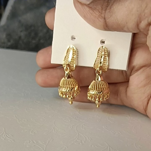 AYLAKUMAARI (Code:MV3-5/7) Micro Gold Plated Jhumka Drop Earrings with Screw Lock