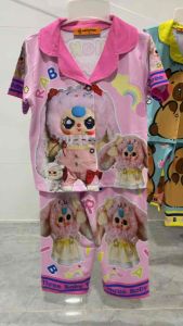 11-45kg babythree- kuromi- “-labubu - capypara- bộ pizama tay ngắn quần dài bé gái thun lạnh bền đẹp