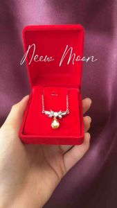 Neew Moon | [พร้อมส่ง ส่งฟรี+กล่อง] เงินแท้ 925 สร้อยคอทรงหยดน้ำเพทายสีเหลือง หรูหรา แฟชั่น