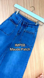 Celana Panjang Jeans Wanita Highwaist (IMP08 MAUDE PATCH WIDE JEANS)