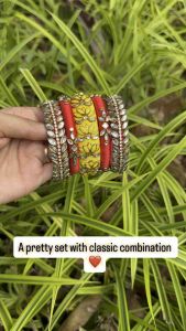 Premium Silk thread kundan bangle red and yellow/ Deepawali gifts/ Pooja gifts/ return gifts/ return favours / Diwali gifts Indian bangle/ Pooja gift/ return gift