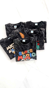 Kaos Washed Anak Laki-laki Perempuan Motif Karakter Kartun Usia 1-12 Tahun Bahan Katun Premium