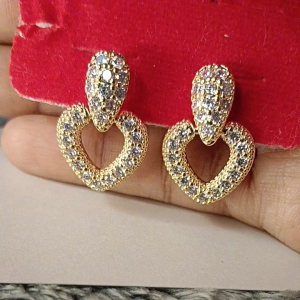 AYLA KUMAARI (MV10-37) [925 Silver Post] 18ct Gold Plated Zirconia Stone Silver Post Earrings heart shaped